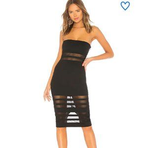 Superdown Magdalena Tube Mesh Dress Black Medium Midi